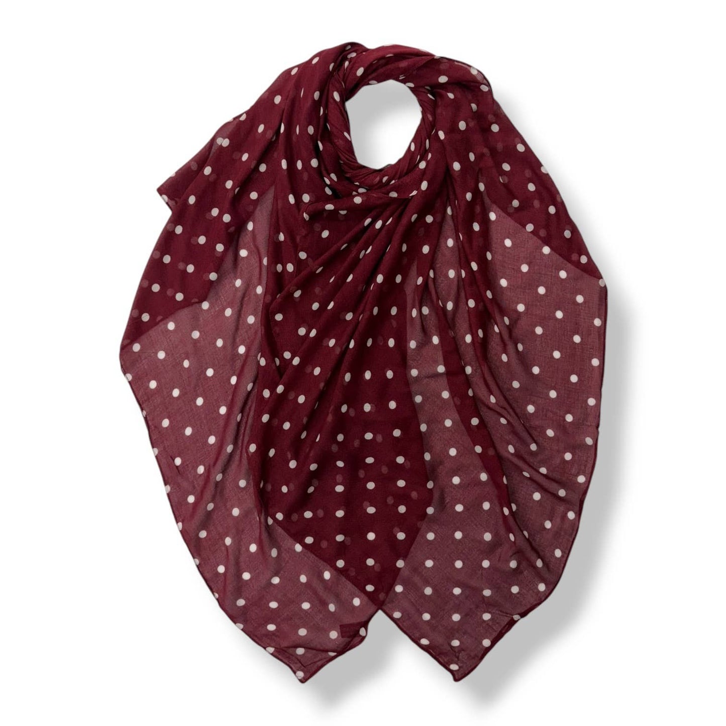 Classic Polka Dot Printed Scarf Burgundy