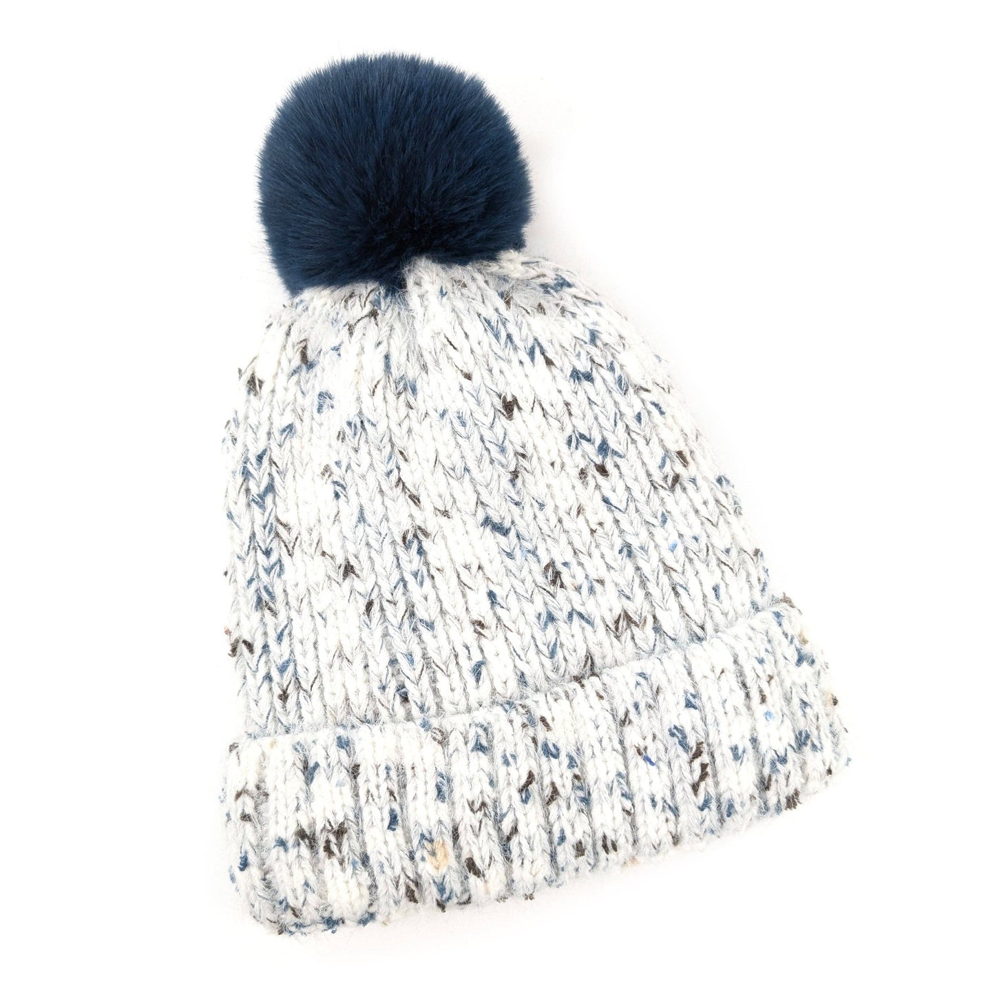 Flecked Pom Pom Hat Teal/Silver