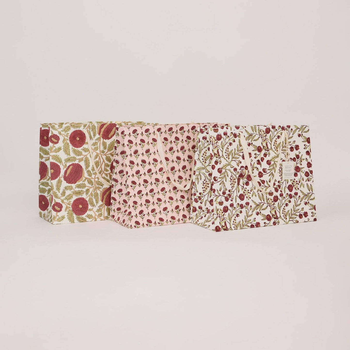 Paper Mirchi Hand Block Printed Gift Bag Large Scarlet Refresh
