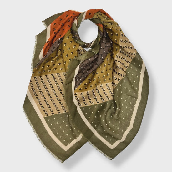V Shape Pattern Scarf Khaki