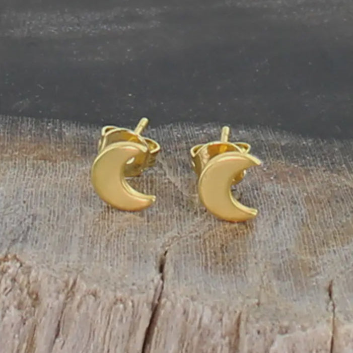 Suzie Blue Gold Moon Stud Earrings