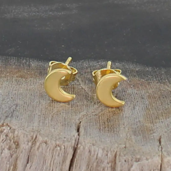 Suzie Blue Gold Moon Stud Earrings