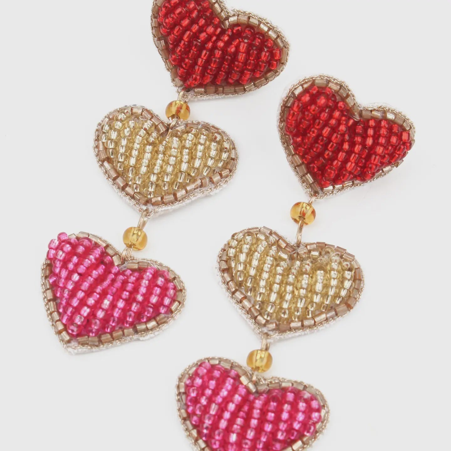 My Doris Multi Heart Triple Drop Earrings - Precious Sparkle