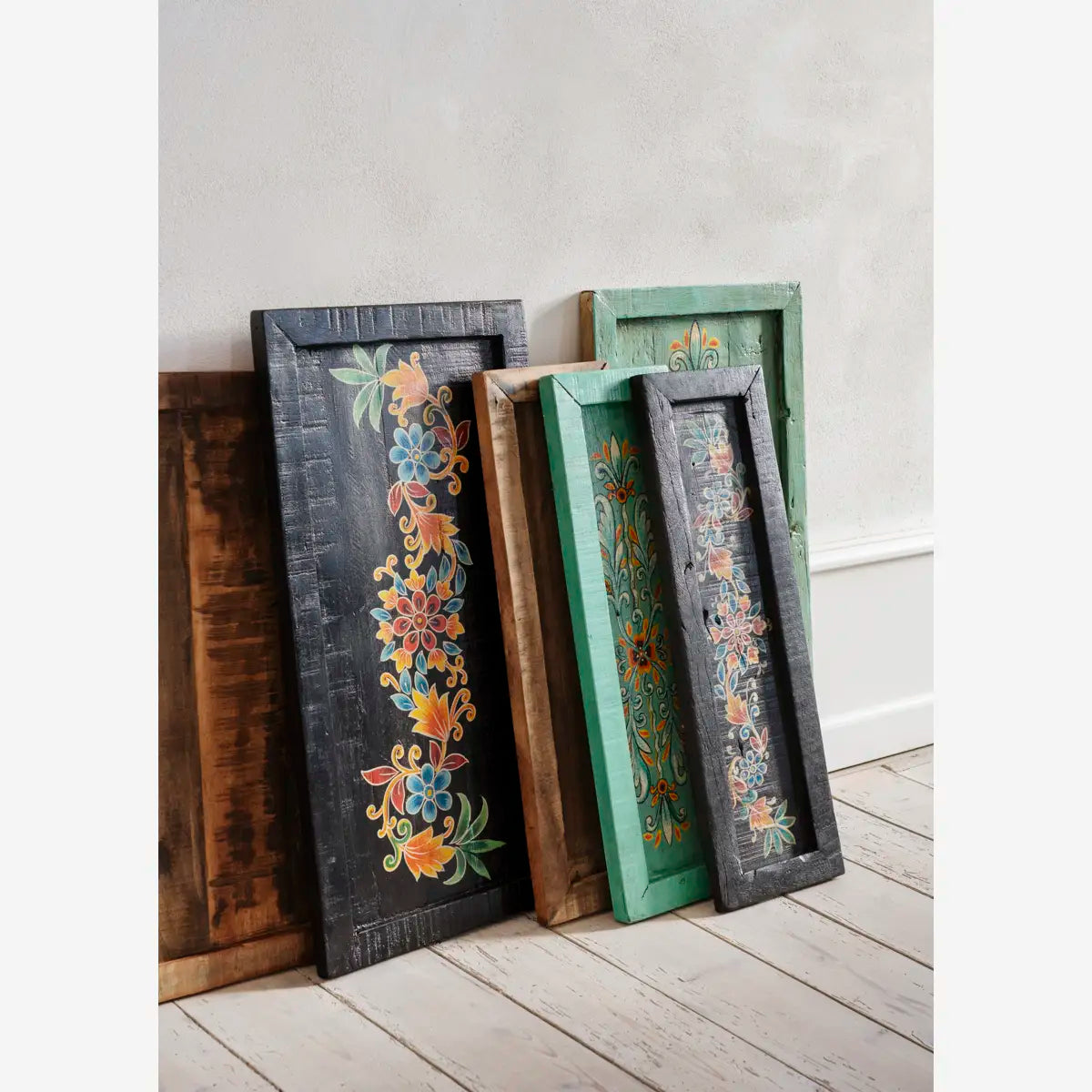 Madam Stoltz Hand-Painted Green Wooden Tray Large - Precious Sparkle