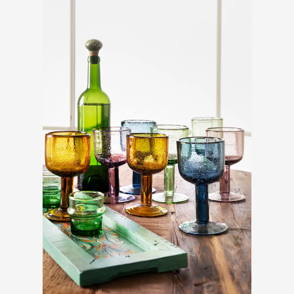 Madam Stoltz Hand-Painted Green Wooden Tray Small - Precious Sparkle