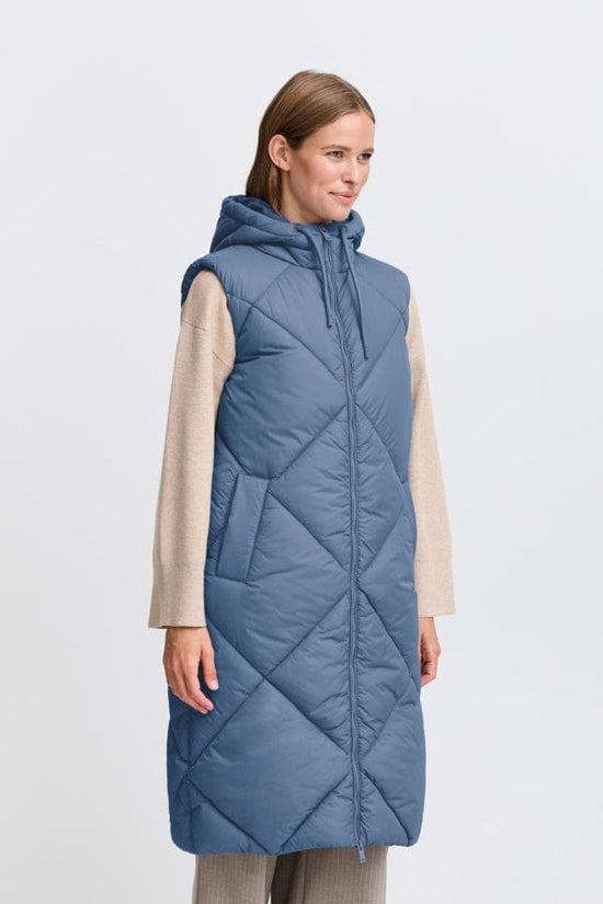 B.Young Fashion b.young Blue Horizon Gilet Long Puffer Jacket