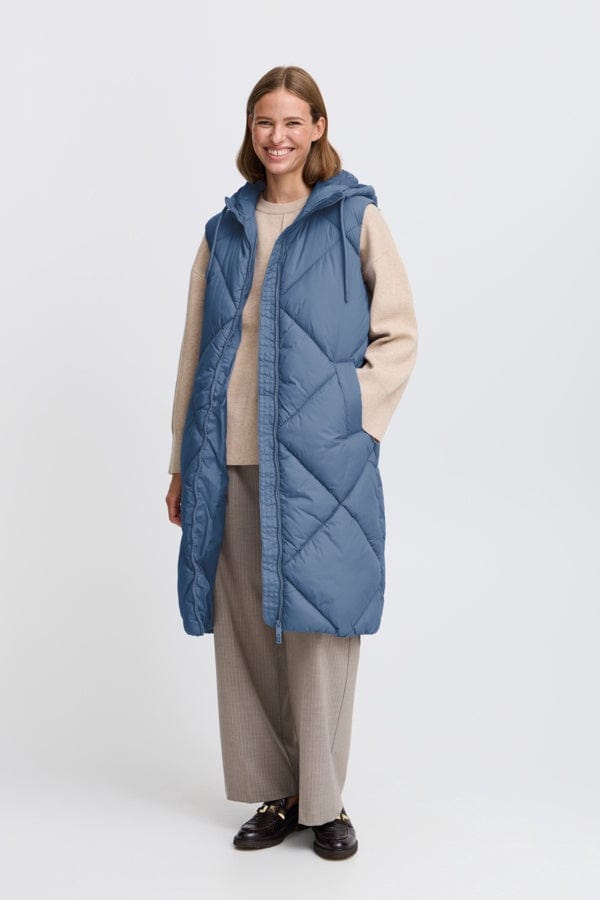 B.Young Fashion b.young Blue Horizon Gilet Long Puffer Jacket