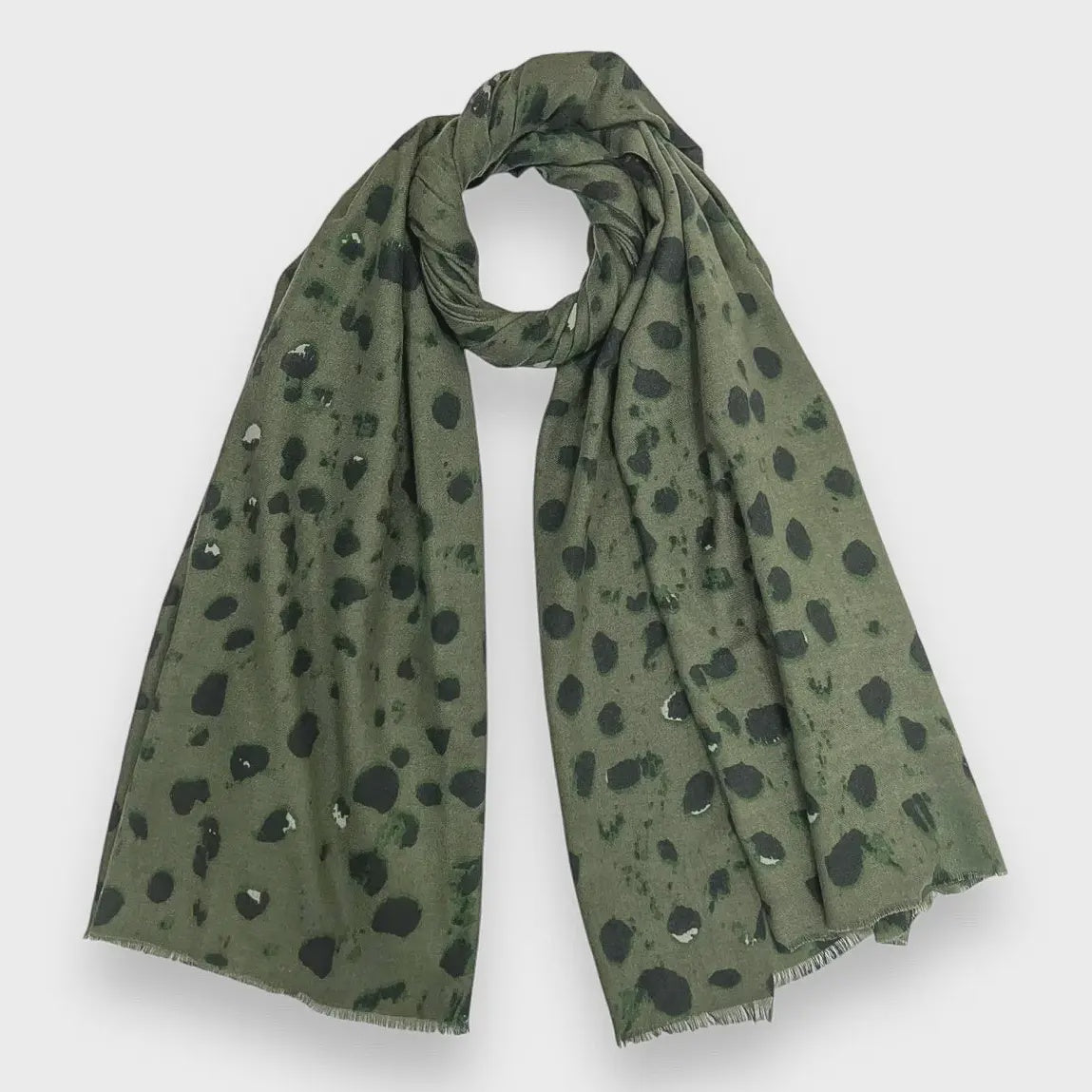 Spotty Print Medium Weight Scarf Green