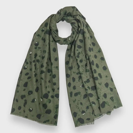 Spotty Print Medium Weight Scarf Green