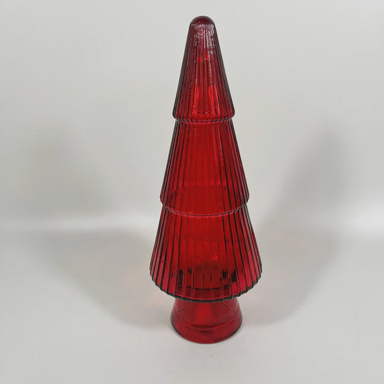 Recycled Glass Tree Table Decoration Red