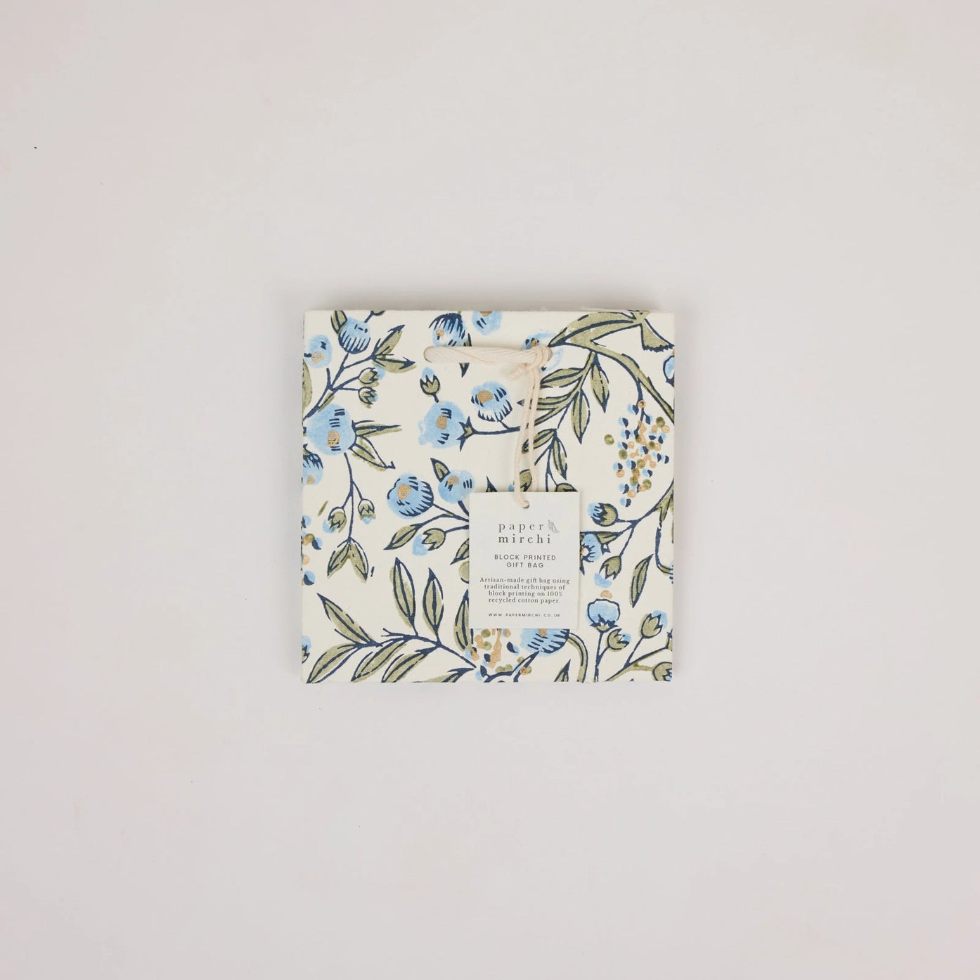 Hand Block Printed Gift Bags Small Blue Stone Refresh - Precious Sparkle