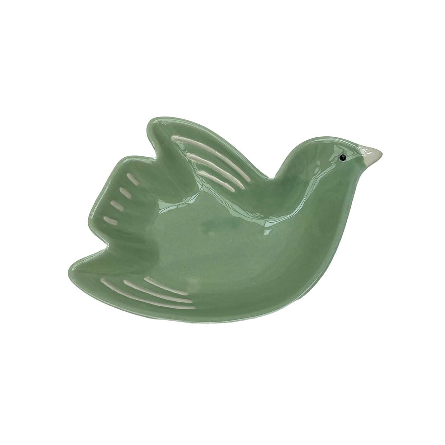 Green Earthenware Bird Tweet Dish