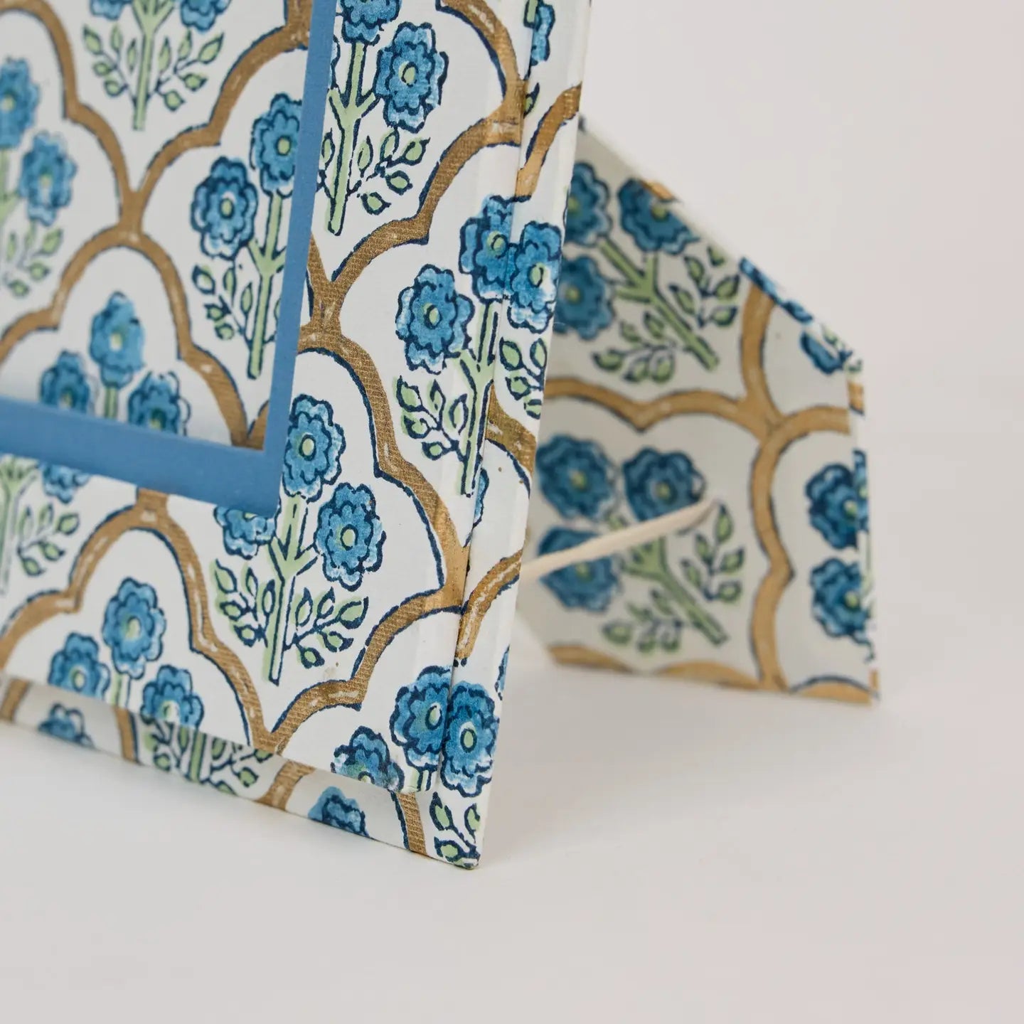 Block Printed Picture Frame 5X7- Trellis Indigo - Precious Sparkle