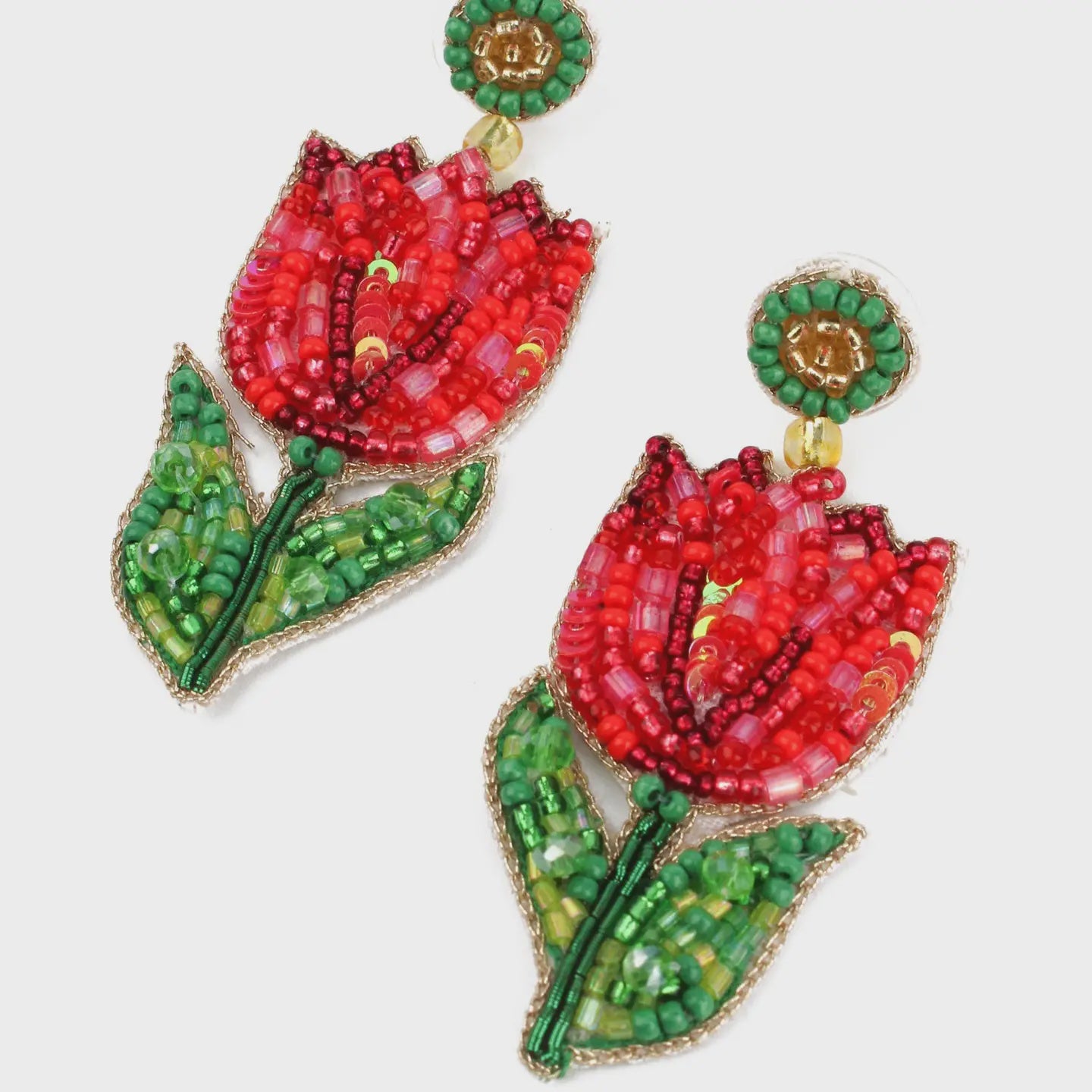 My Doris Red Tulip Earrings - Precious Sparkle