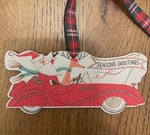 Barrel Down South Homewares Vintage Santa Claus Driving Car Christmas Ornament