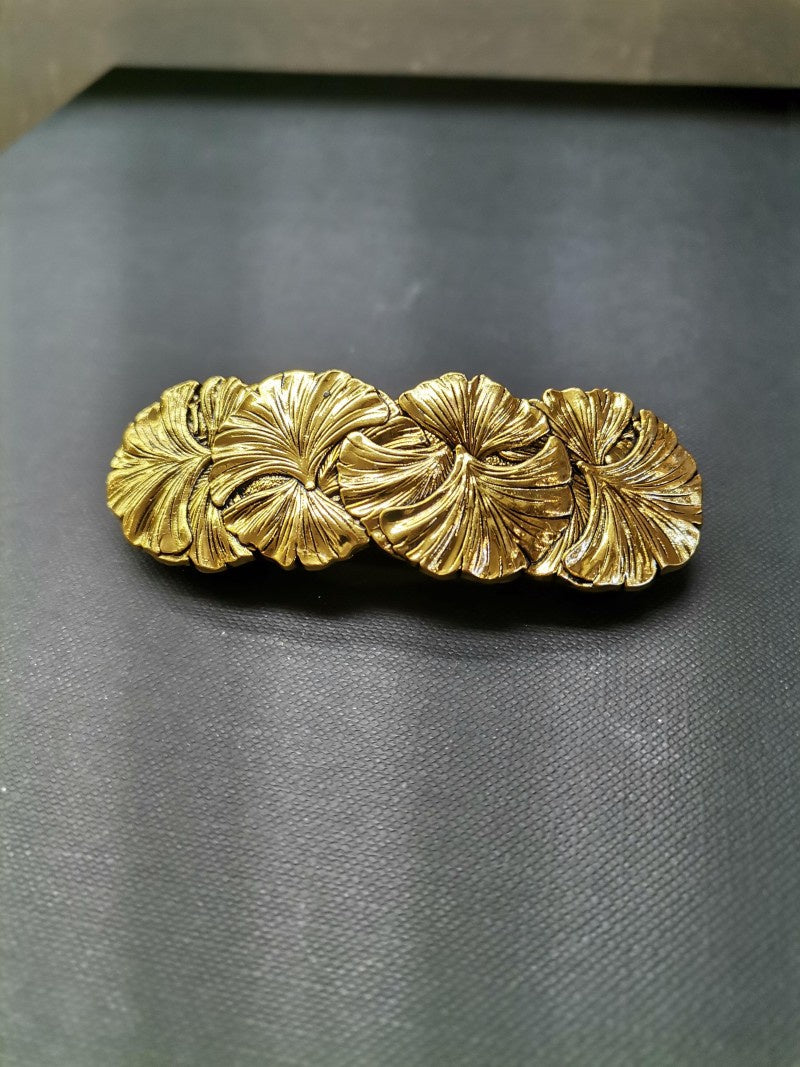 Gingko Leaf Hair Clip/Barrette Aged Brass - Precious Sparkle