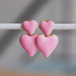 Bazou Jewellery Bazou Double Heart Earrings Pink