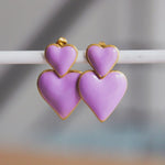 Bazou Jewellery Bazou Double Heart Earrings Purple