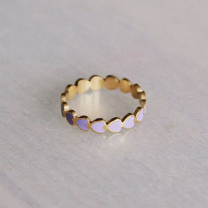
                
                    Load image into Gallery viewer, Bazou Jewellery Bazou Gold Colour Heart Ring Lilac
                
            