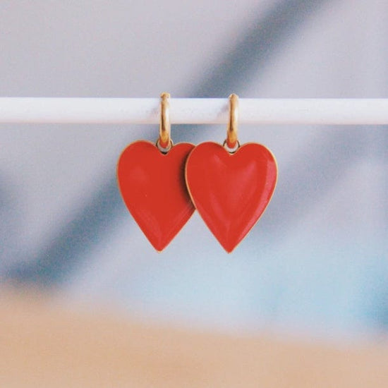 Bazou Jewellery Bazou Large Red Heart Earrings