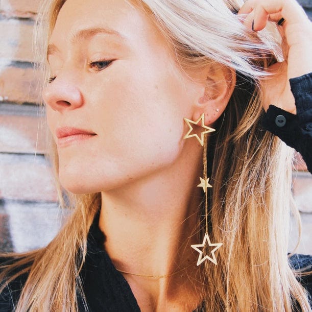 Bazou Jewellery Bazou Long Party Earrings with Stars