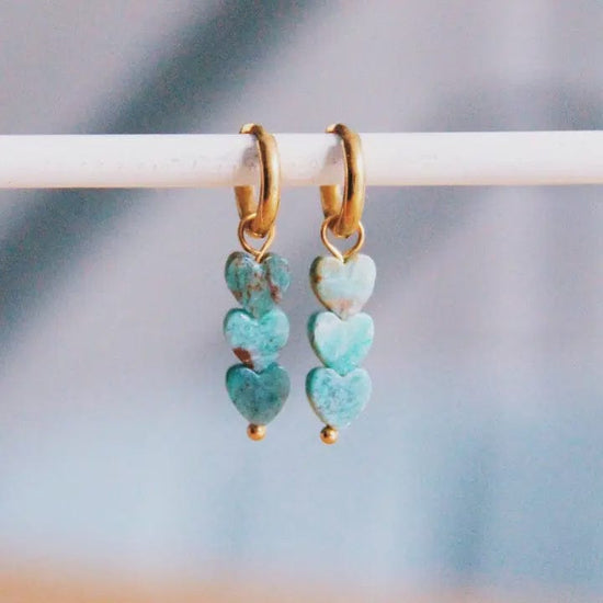 Bazou Jewellery Bazou Natural Aqua Stone Heart Earrings