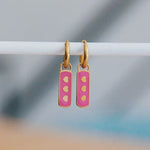 Bazou Jewellery Bazou Pink/Gold Heart Tag Earrings