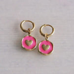 Bazou Jewellery Bazou Round Pink Heart Charm Earrings