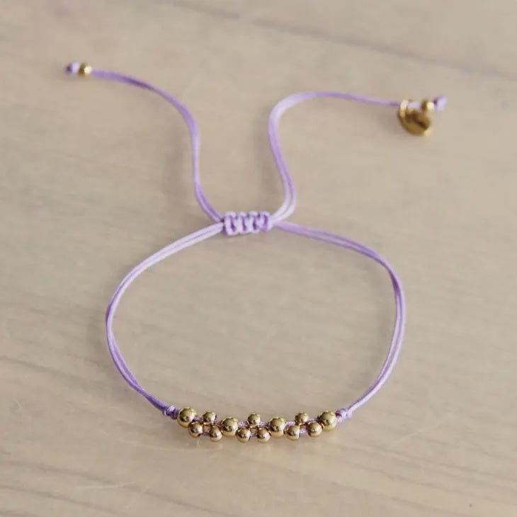 Bazou Jewellery Bazou Satin Bracelet Gold Beads Lilac/Gold