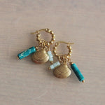 Bazou Jewellery Bazou Shell Mint Earrings Gold Hoops