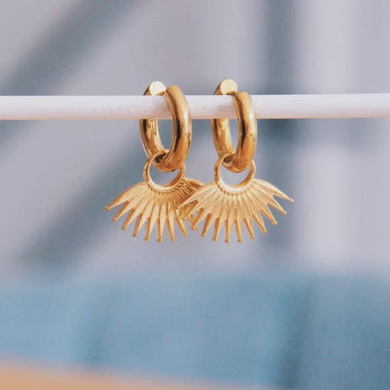 Bazou Jewellery Bazou Wide Hoop Fan Gold Earrings