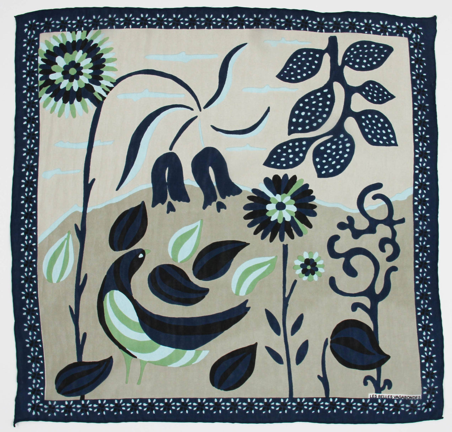 Les Belles Vagabondes Mini Blue Birdy Silk Scarf