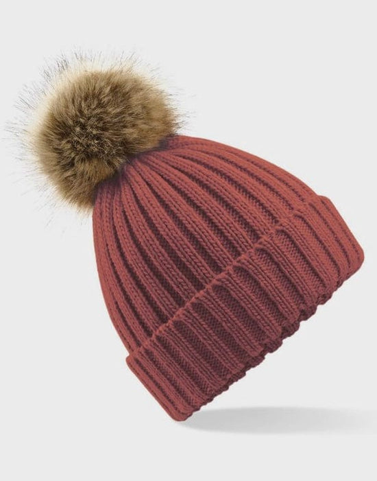 Beechfield Accessories Beechfield Bobble Hat Orange Rust