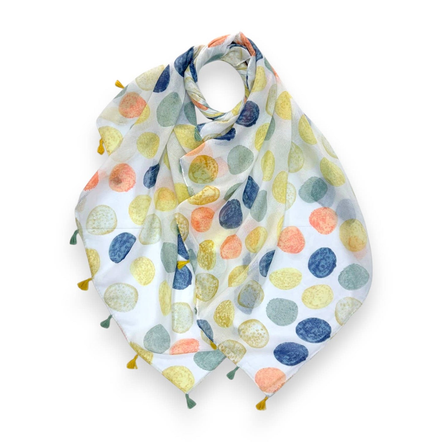 Pastel Polka Dot Scarf with Tassels