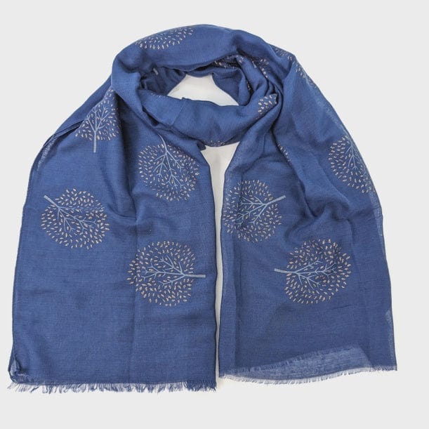 Black Ginger Accessories Tielle Tree of Life Scarf Starry Night Blue
