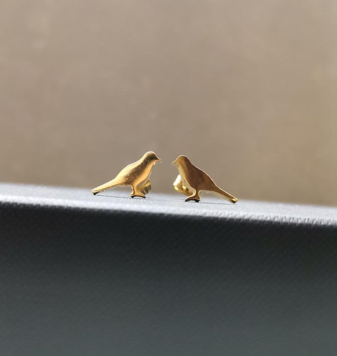 The Clip On Shop Crystal Encrusted Bird Stud Earrings – Clip On – Gold Or Silver – Rhinestone