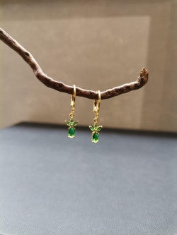 Pineapple Green Rhinestone Hanging Earrings - Precious Sparkle