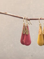 Rose Bottle and Feather Earrings