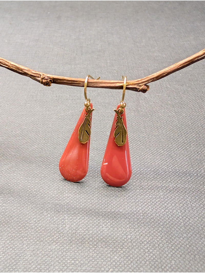 Rose Bottle and Feather Earrings - Precious Sparkle