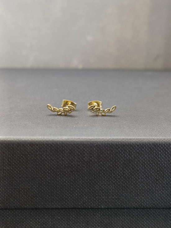 Gold Laurel Leaf Stud Earrings
