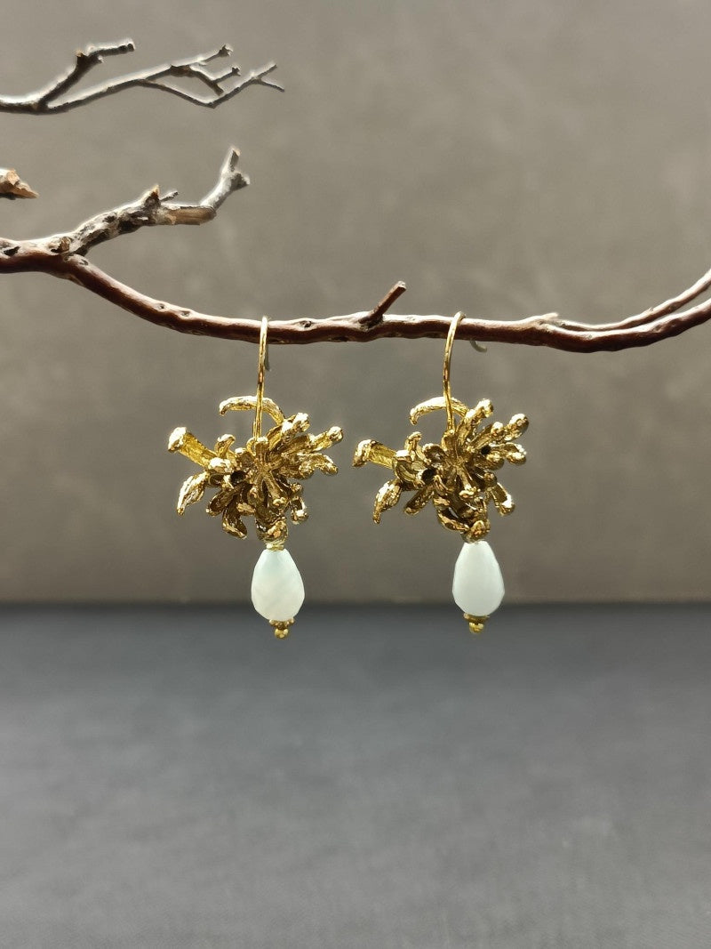 Chrysanthemum Amazonite Earrings - Precious Sparkle