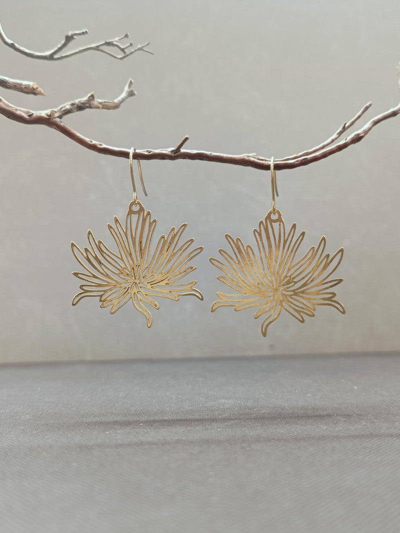 Water Lily Brass Earrings