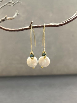 Freshwater Coin Pearl Drop Earrings