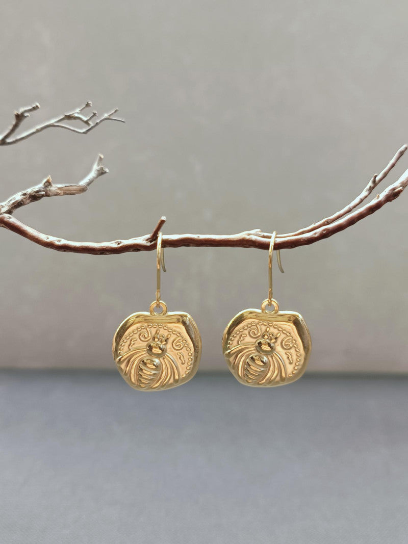 Brass Bee Earrings