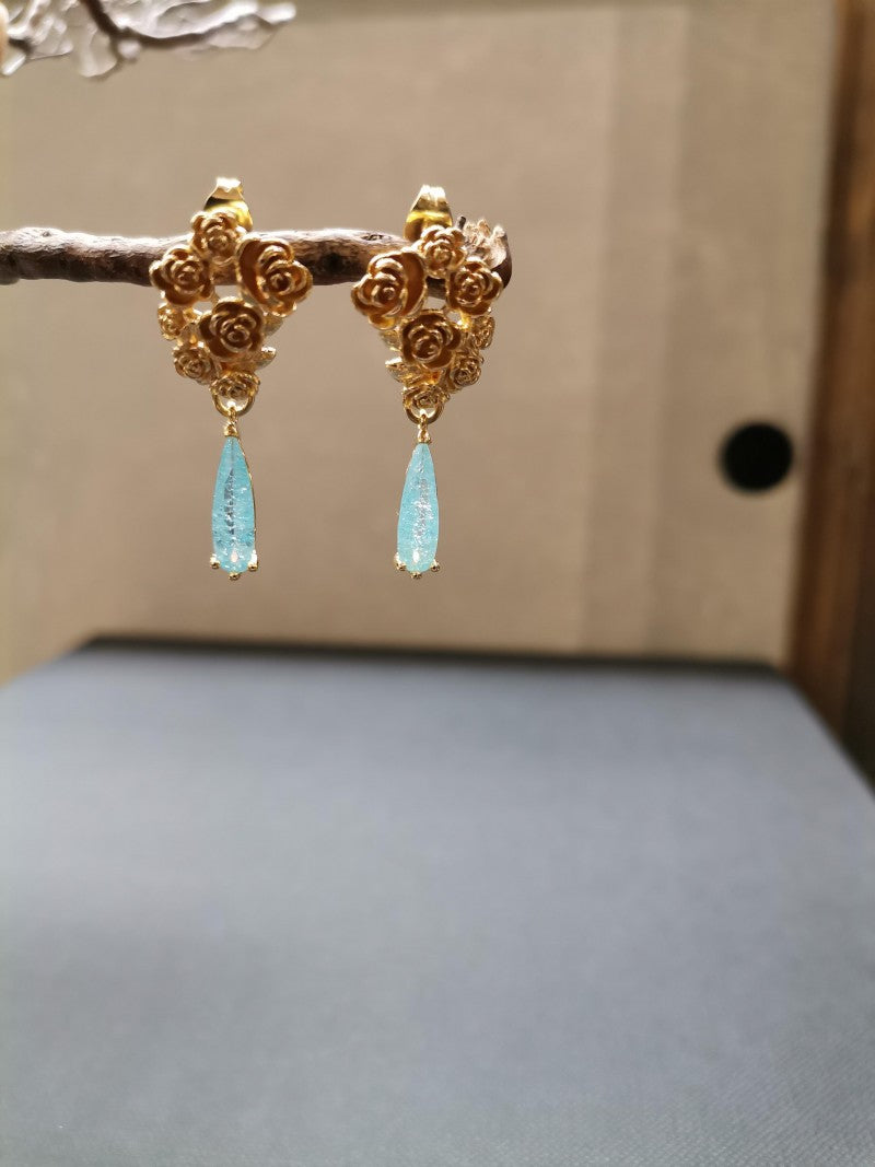 Four Roses Hanging Crystal Earrings - Precious Sparkle