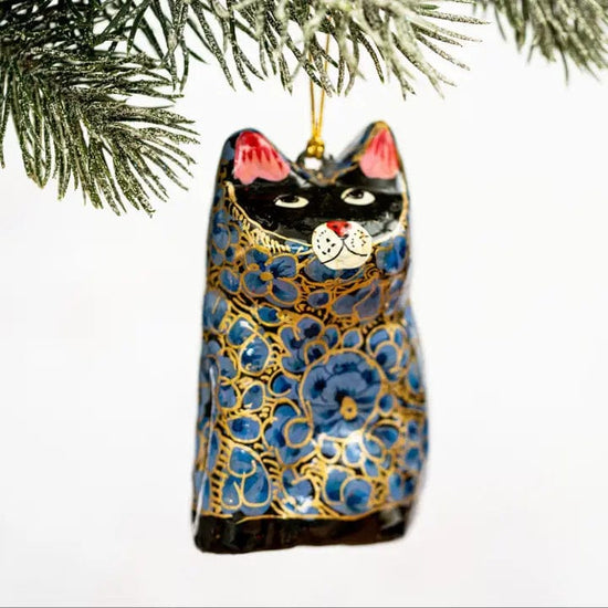 Bollywood Christmas Homewares Black Bollywood Floral Cat