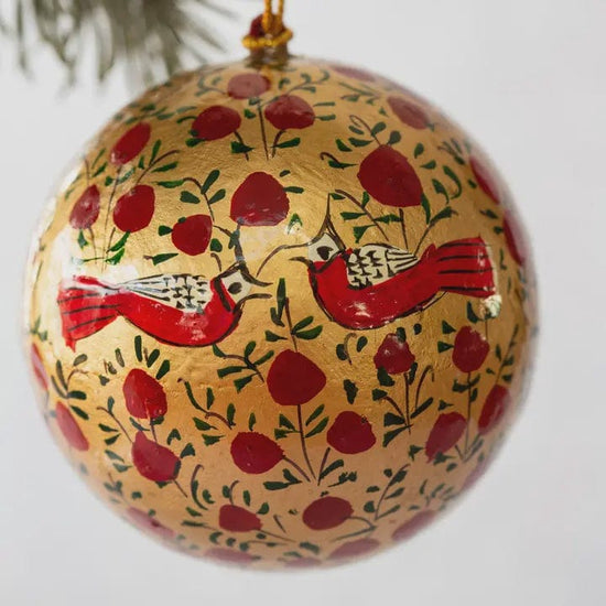 Bollywood Christmas Homewares Bollywood Bird Bauble Gold & Red