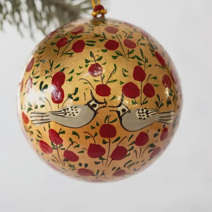 Bollywood Christmas Homewares Bollywood Bird Bauble Gold & Red