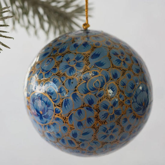 Bollywood Christmas Homewares Bollywood Floral Bauble Blue