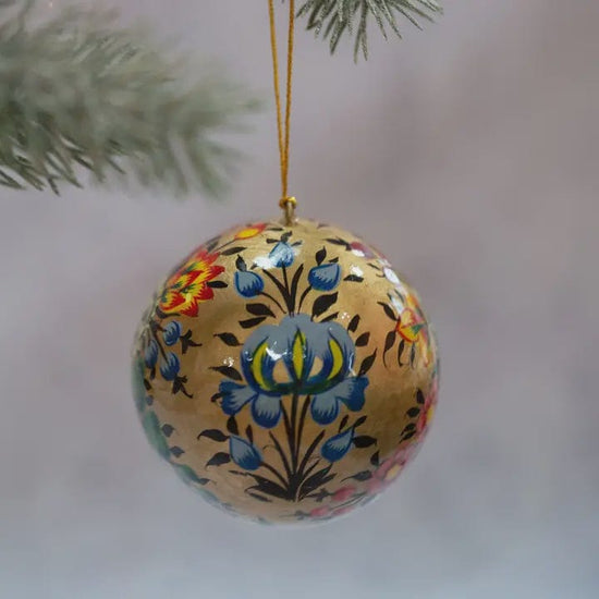 Bollywood Christmas Homewares Bollywood Floral Bauble Gold Large